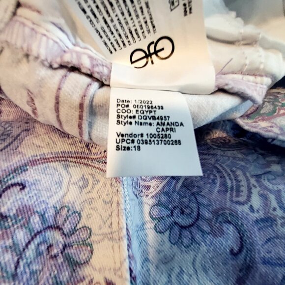 Gloria Vanderbilt Amanda Capri Jeans Lavender Kiss Prussian Paisley Print Size18 - Picture 13 of 16